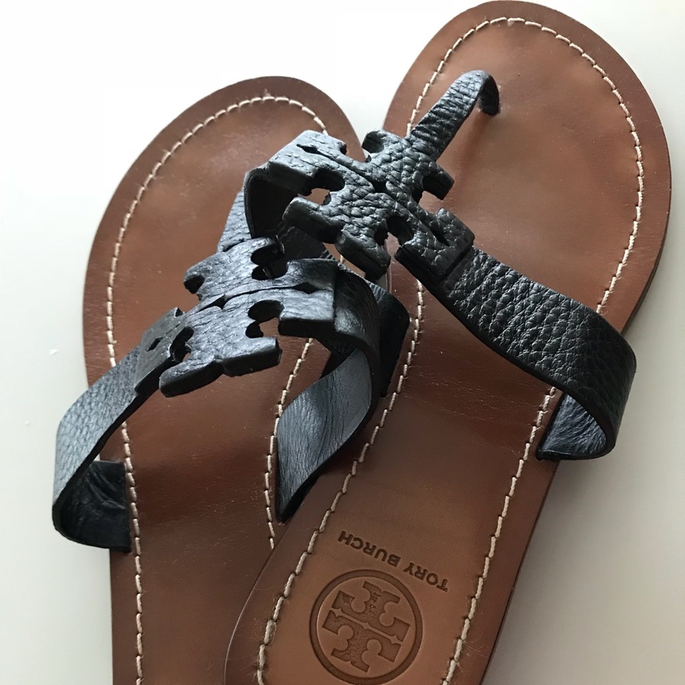 Rare Black Leather Tory Burch Sandals